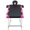 vidaXL 2-Zone Foldable Massage Table Aluminium Black and Pink