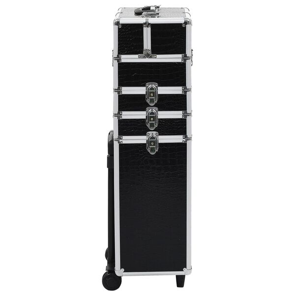 vidaXL Make-up Trolley Aluminium Black with Crocodile Pattern