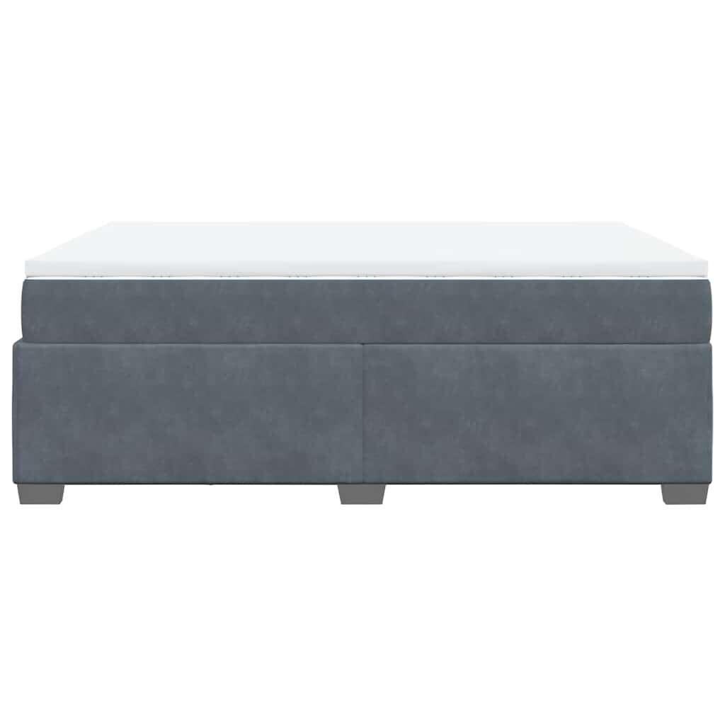 vidaXL Box Spring Bed with Mattress Dark Grey Queen Velvet