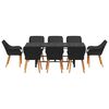 vidaXL Garden Dining Set with Cushion 9 pcs Black Poly Rattan