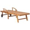 vidaXL Sun Loungers 2 pcs with Red Check Pattern Cushion Solid Teak Wood
