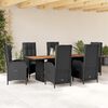 vidaXL 9 Piece Garden Dining Set with Cushions Black Poly Rattan