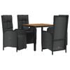 vidaXL 5 Piece Garden Dining Set with Cushions Black Poly Rattan