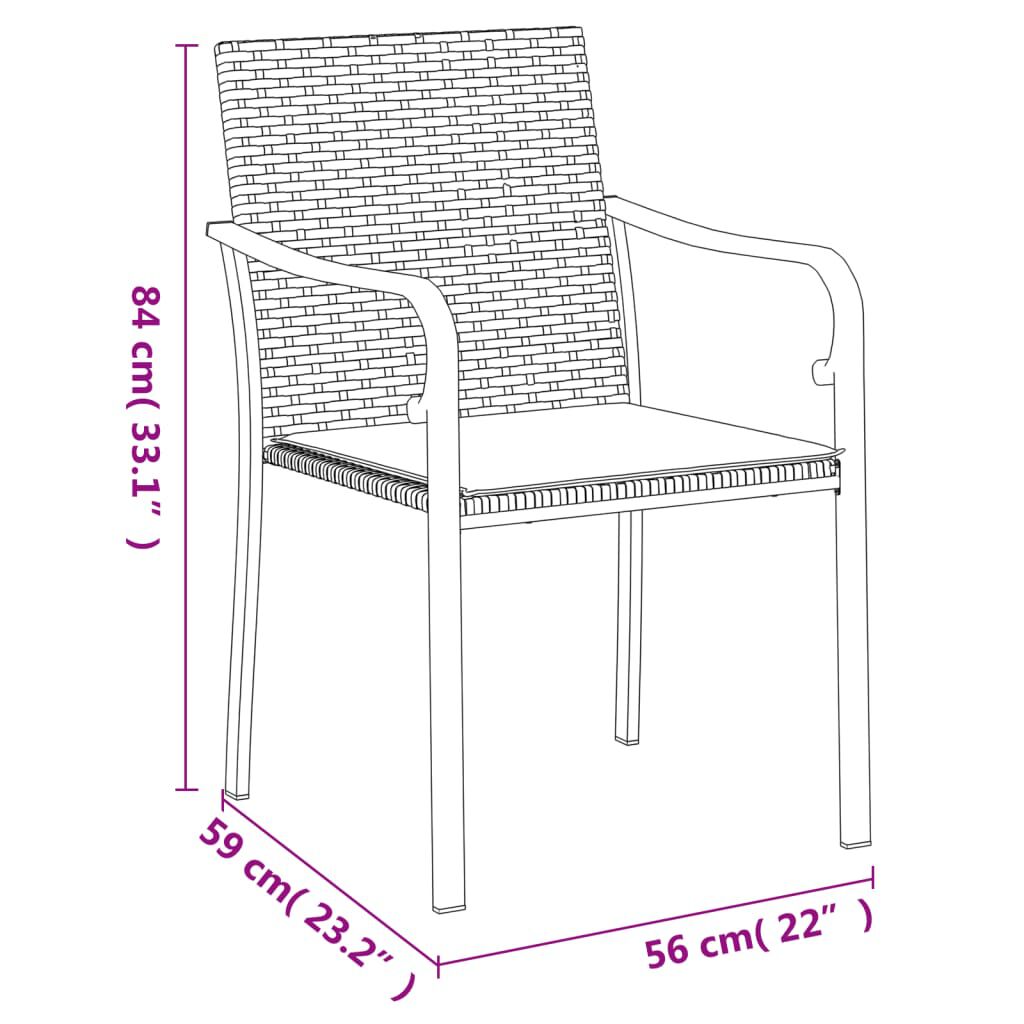 vidaXL 5 Piece Garden Dining Set with Cushions Poly Rattan and Steel