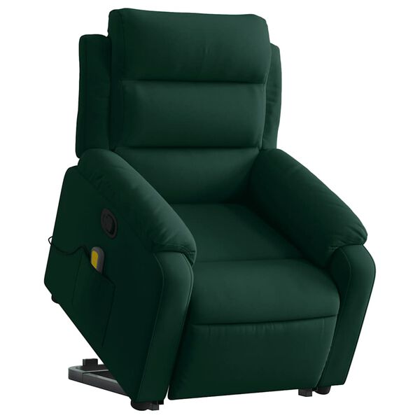 vidaXL Stand up Massage Recliner Chair Dark Green Velvet