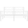 vidaXL Metal Bed Frame without Mattress with Footboard White 135x190cm