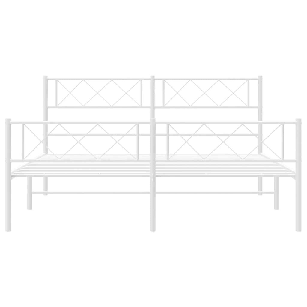 vidaXL Metal Bed Frame without Mattress with Footboard White 135x190cm