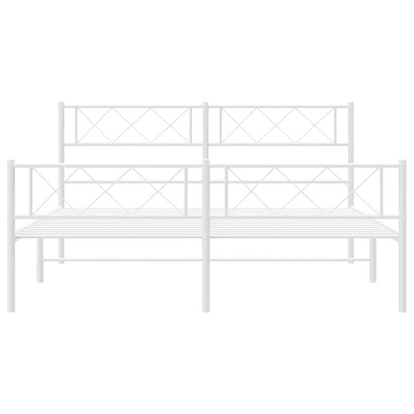 vidaXL Metal Bed Frame without Mattress with Footboard White 135x190cm