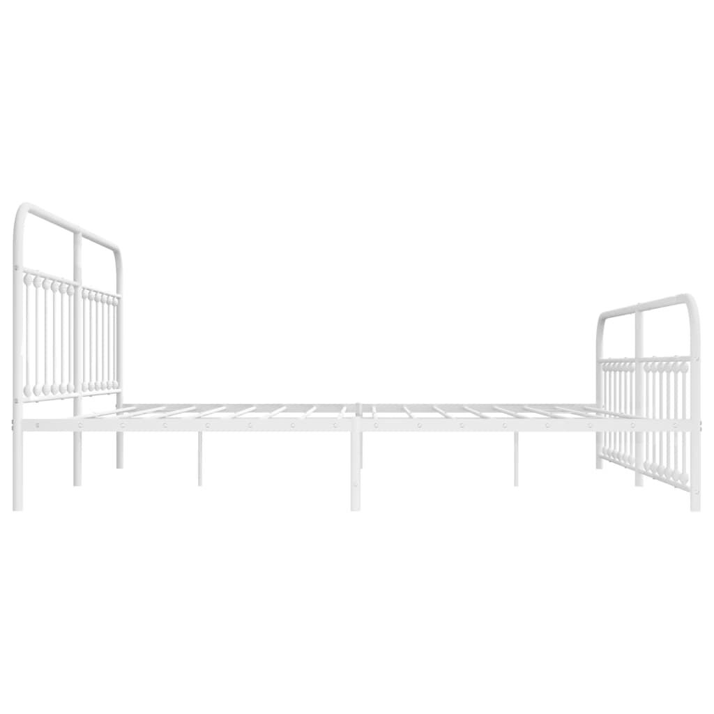 vidaXL Metal Bed Frame without Mattress with Footboard White 193x203cm