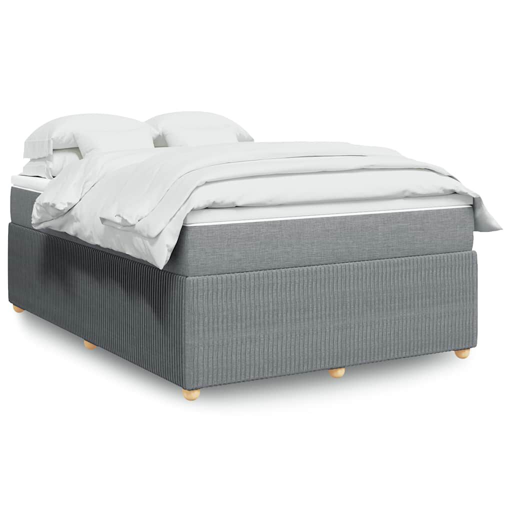 vidaXL Box Spring Bed with Mattress Light Grey Queen Fabric