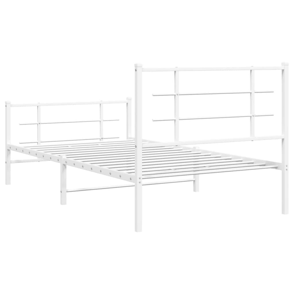 vidaXL Metal Bed Frame without Mattress with Footboard White 100x200cm