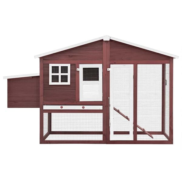 vidaXL Chicken Coop with Nest Box Mocha and White Solid Fir Wood