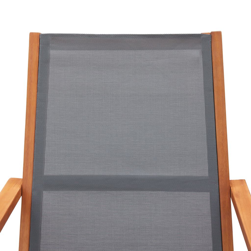 vidaXL Garden Lounge Chair Grey Solid Eucalyptus Wood and Textilene