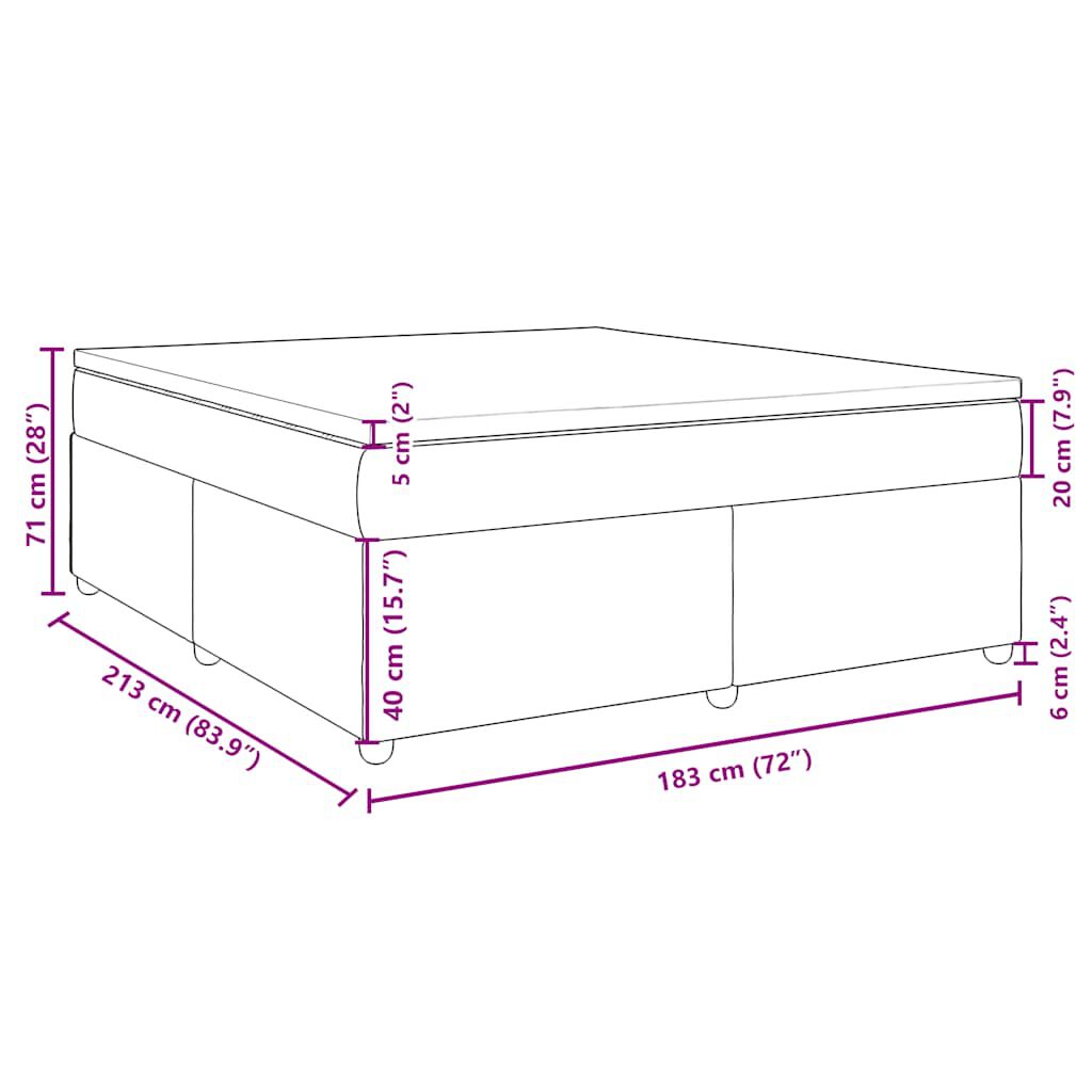 vidaXL Box Spring Bed with Mattress Light Grey California King Fabric