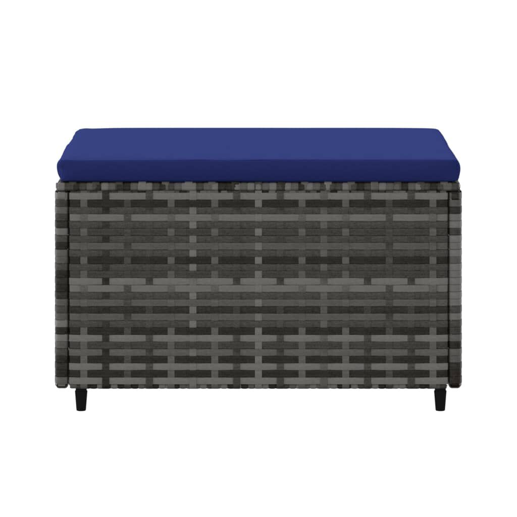 vidaXL Garden Footrest with Cushion Grey Poly Rattan