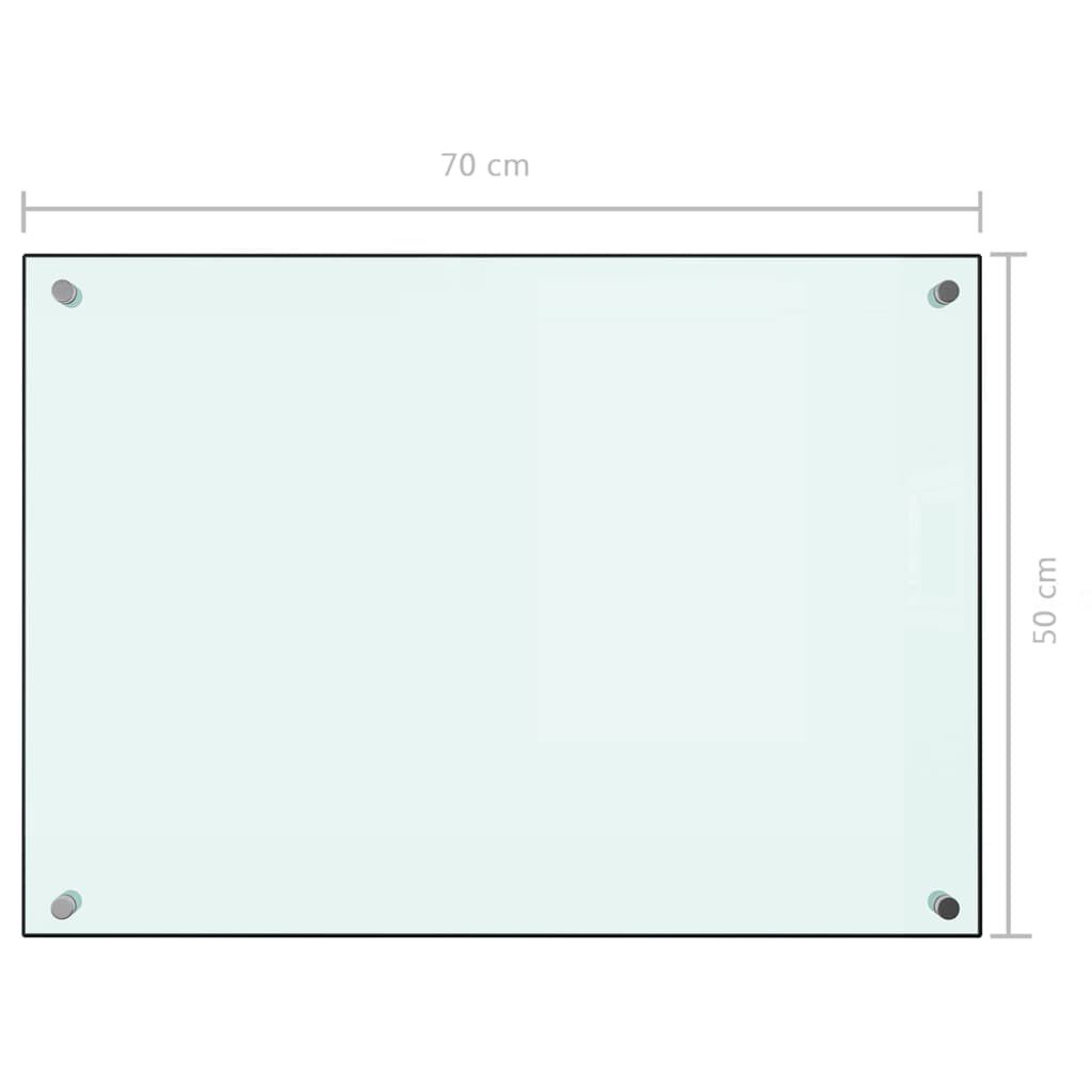 vidaXL Kitchen Backsplash White 70 x 50 cm Tempered Glass