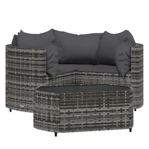 vidaXL 4 Piece Garden Lounge Set with Cushions Grey Poly Rattan
