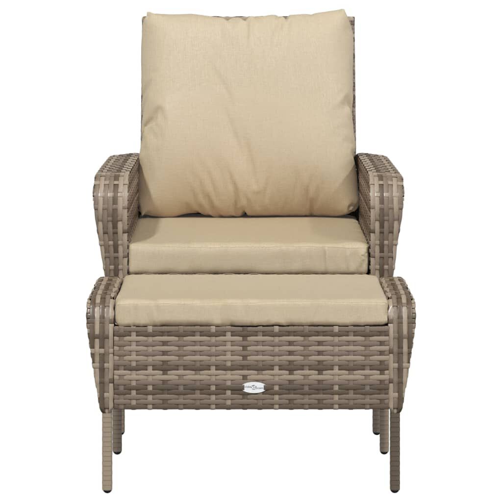 vidaXL Garden Chair with Footstool Light Brown Poly Rattan
