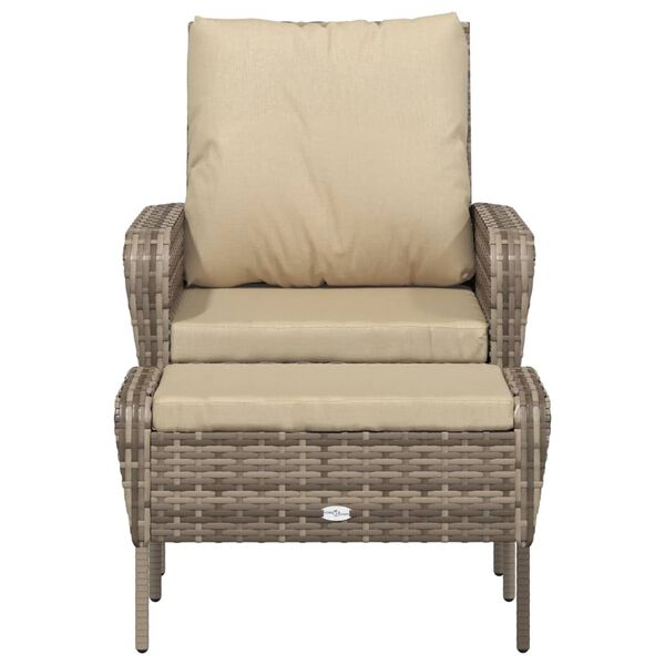 vidaXL Garden Chair with Footstool Light Brown Poly Rattan