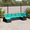 vidaXL 7 Piece Garden Sofa Set with Cushions Black Poly Rattan