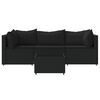 vidaXL 4 Piece Garden Lounge Set with Cushions Black Poly Rattan