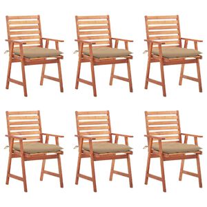 vidaXL Outdoor Dining Chairs 6 pcs with Cushions Solid Acacia Wood