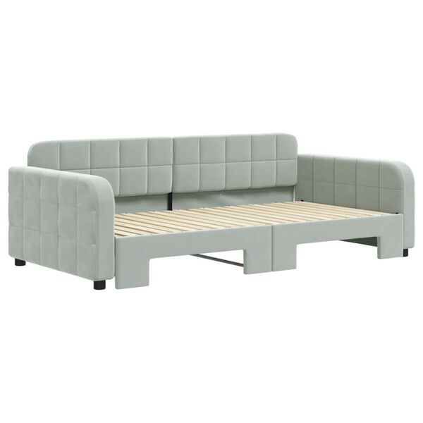 vidaXL Daybed with Trundle without Mattress Light Grey 100x190 cm