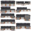 vidaXL Footstool Poly Rattan and Solid Eucalyptus Wood