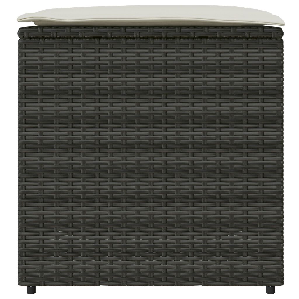 vidaXL Outdoor Storage Box Black and Cream Rattan, Polyester 80 cm