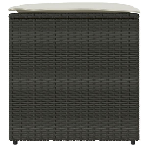 vidaXL Outdoor Storage Box Black and Cream Rattan, Polyester 80 cm