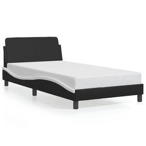 vidaXL Bed Frame "Dover" Black and White 100x203 cm Faux Leather