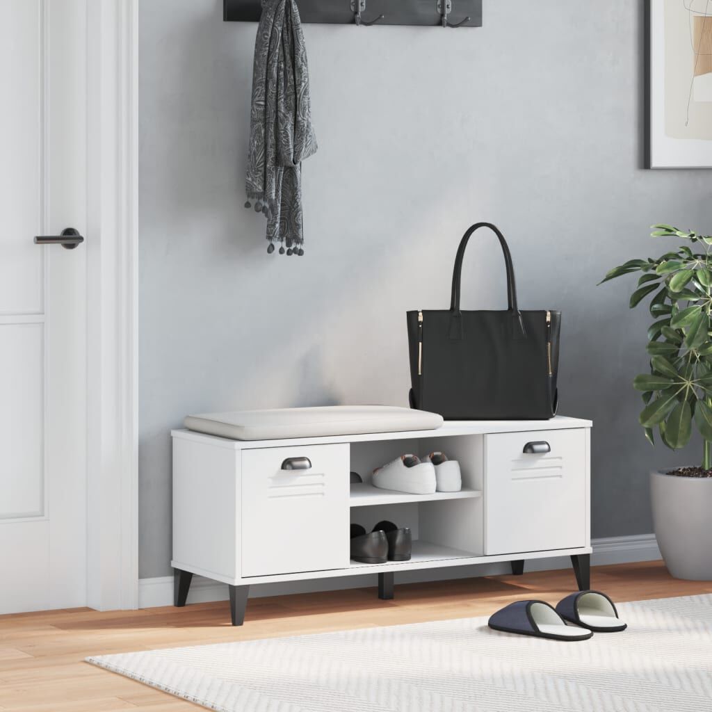 vidaXL Shoe Bench VIKEN White 106x35x45 cm Engineered Wood