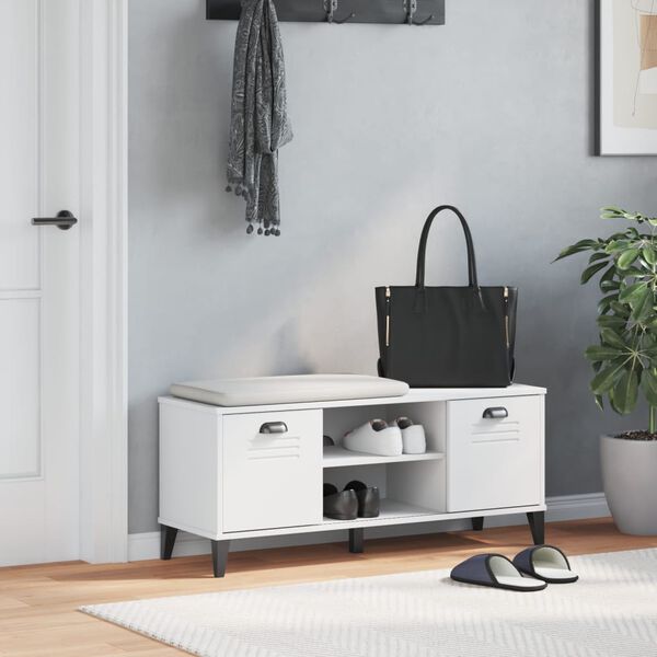 vidaXL Shoe Bench VIKEN White 106x35x45 cm Engineered Wood