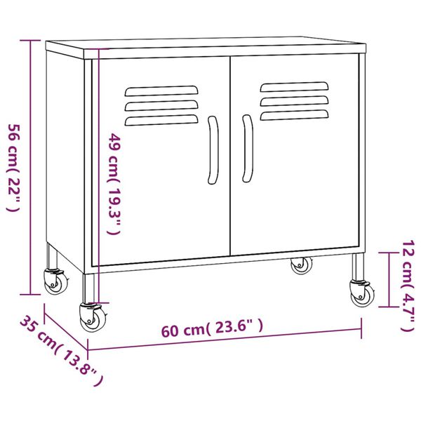 vidaXL Storage Cabinet Navy Blue 60x35x56 cm Steel
