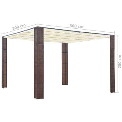 vidaXL Gazebo with Roof Poly Rattan 300x300x200 cm Brown and Cream