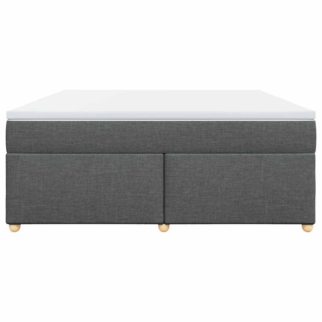 vidaXL Box Spring Bed with Mattress Dark Grey King Fabric