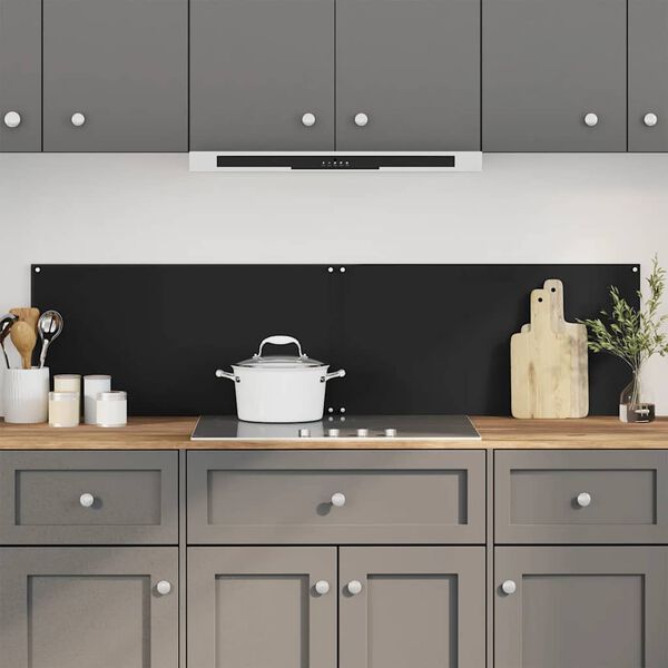 vidaXL Kitchen Backsplashes 2 pcs Black 80x40 cm Tempered Glass