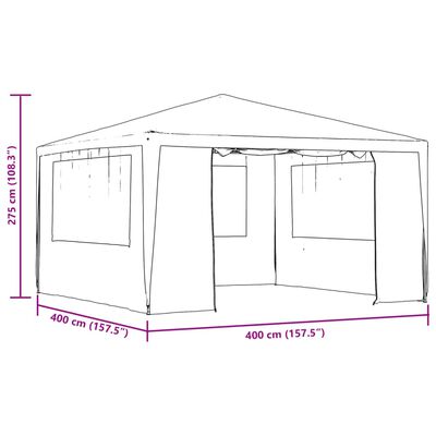 vidaXL Professional Party Tent with Side Walls 4x4 m Anthracite 90 g/m?