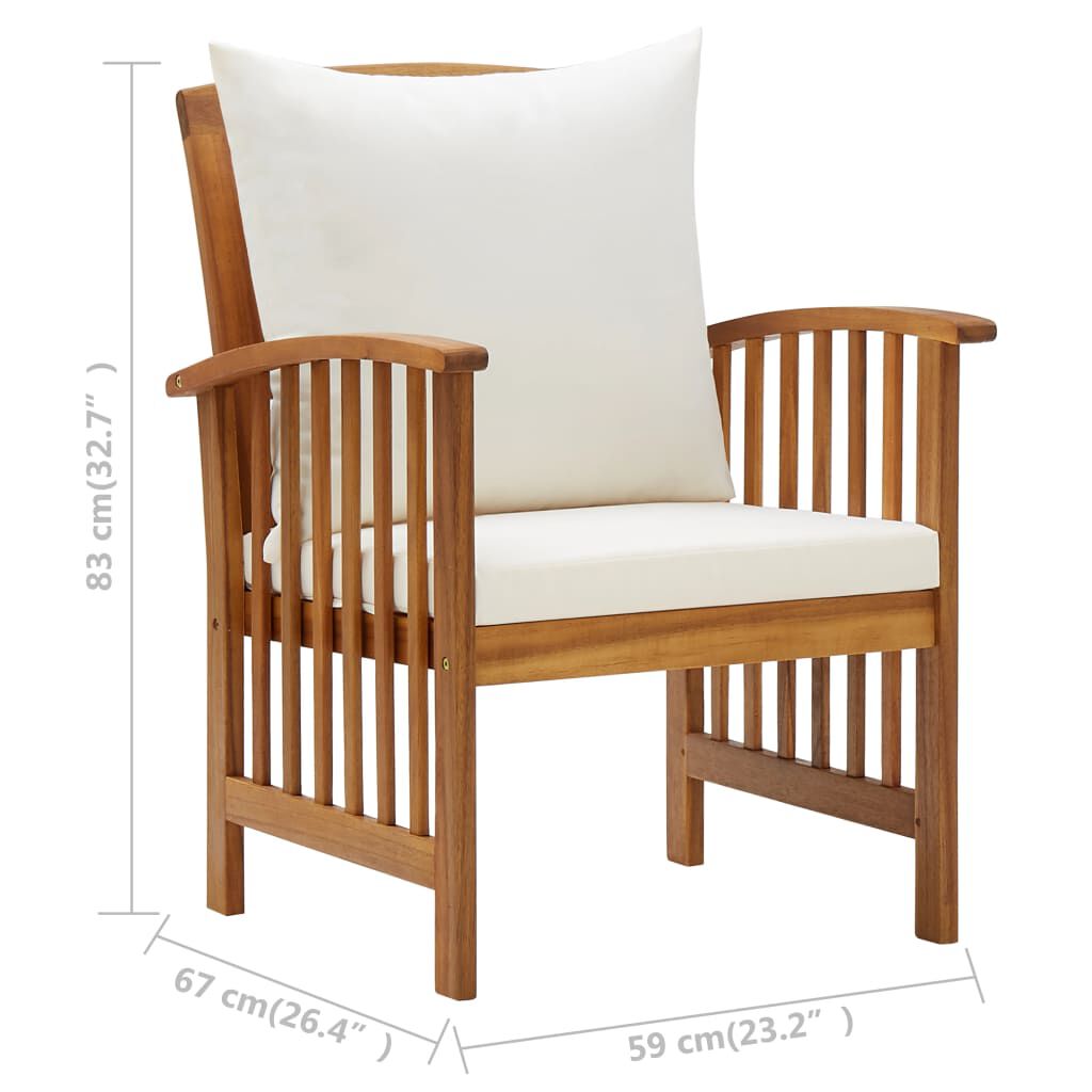 vidaXL 5 Piece Garden Lounge Set with Cushions Solid Acacia Wood (310255+2x310257)