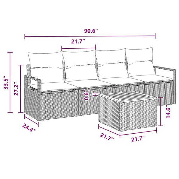 vidaXL Garden Sofa Set 5 pcs Black and turquoise