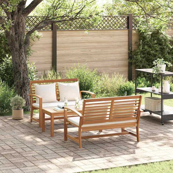 Garden Sofa Set 3 pcs Natural Solid teak wood