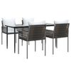 vidaXL 5 Piece Garden Dining Set with Cushions Poly Rattan and Steel