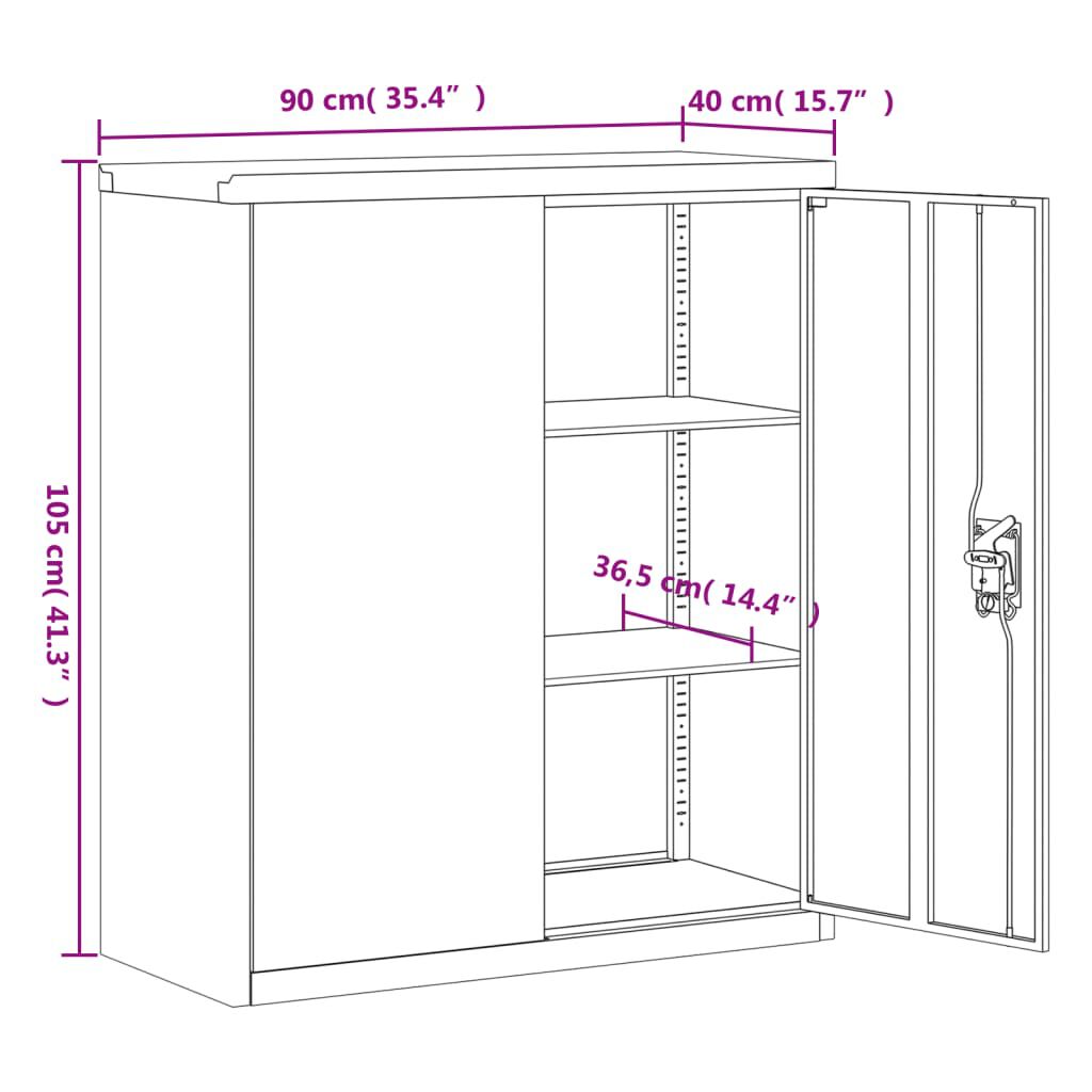 vidaXL File Cabinet Black 90x40x105 cm Steel