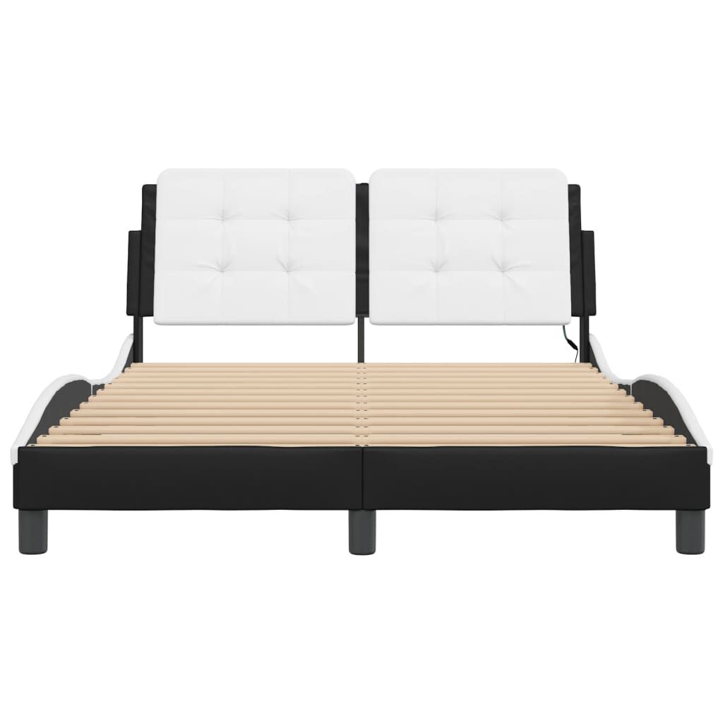 vidaXL Bed Frame with LED without Mattress Black and White 137x187 cm Double