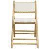 vidaXL 3 Piece Folding Bistro set with Cream White Cushions Bamboo