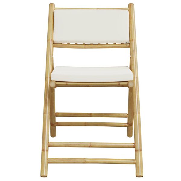 vidaXL 3 Piece Folding Bistro set with Cream White Cushions Bamboo