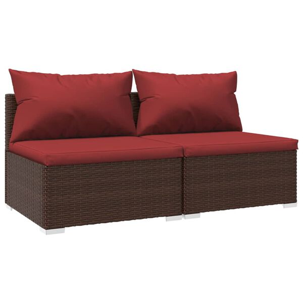 vidaXL 2 Piece Garden Lounge Set with Cushions Poly Rattan Brown