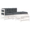 vidaXL 4 Piece Garden Lounge Set with Cushions White Solid Wood