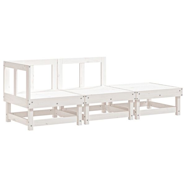 vidaXL 3 Piece Garden Lounge Set White Solid Wood Pine