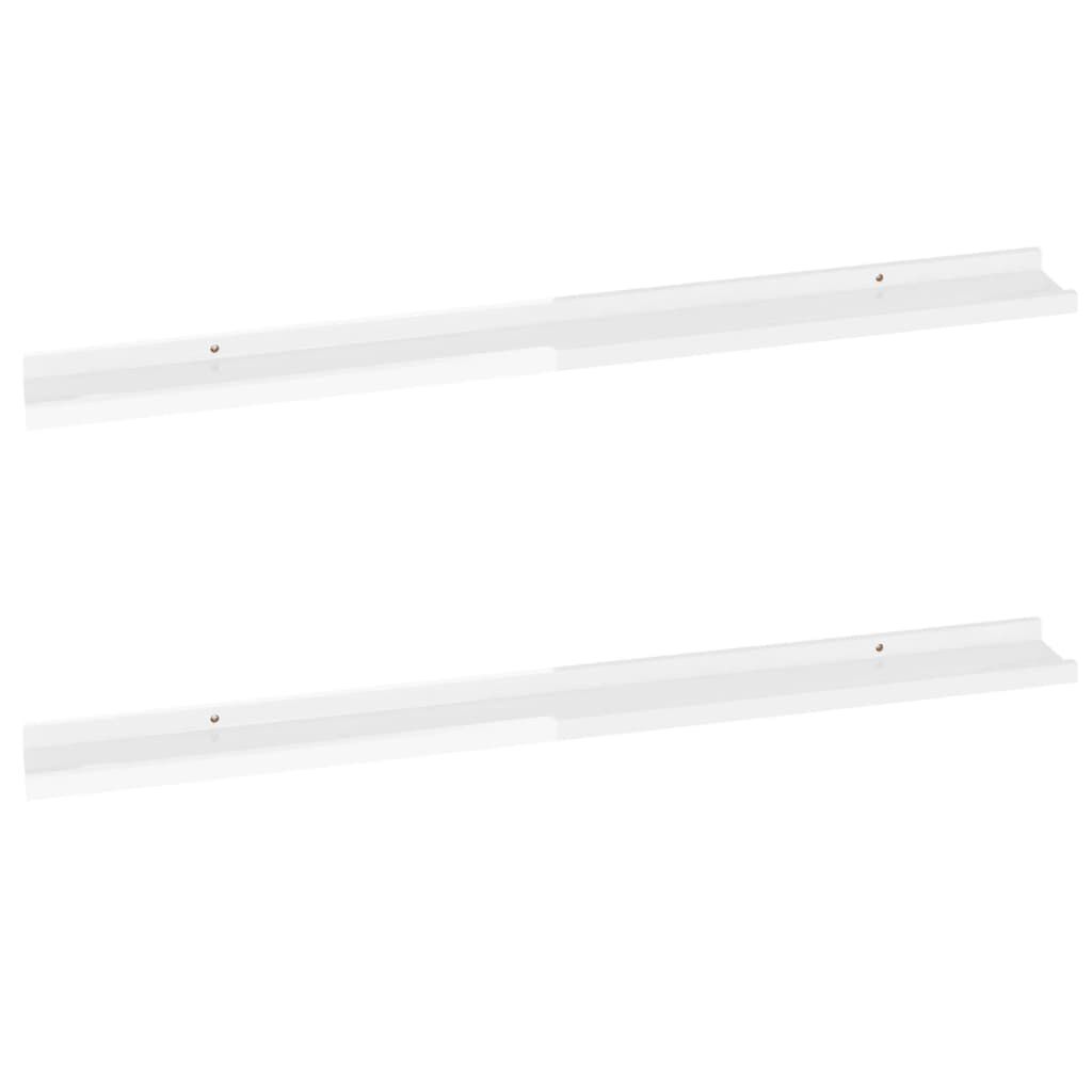 vidaXL Wall Shelves 2 pcs High Gloss White 100x9x3 cm